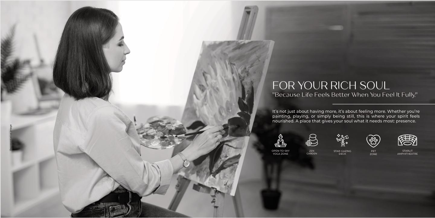 Girl painting on canvas in a thoughtfully designed creative corner at Sheetal Skytower, Andheri West