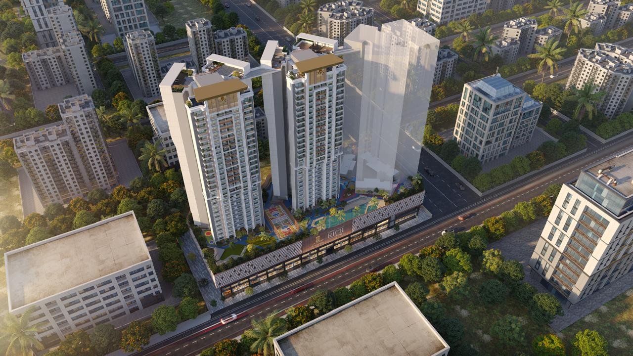 Aerial top view showing the structure and layout of Sheetal Skytower, Andheri West