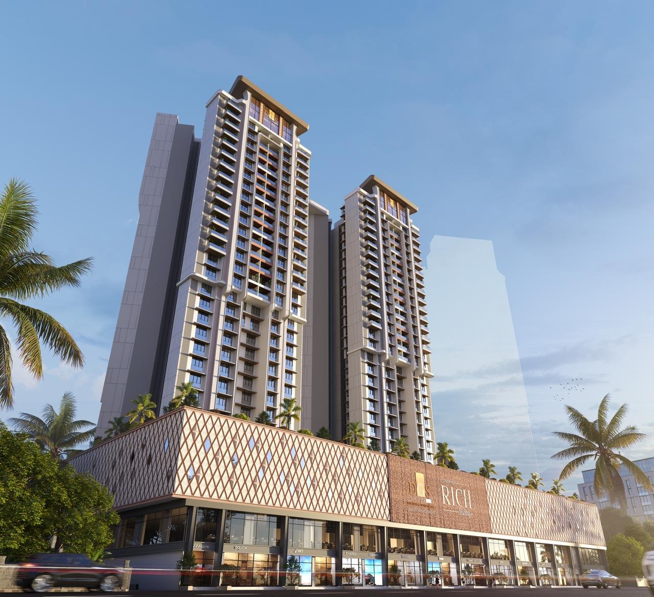 Distant view of iconic high-rise tower standing tall at Sheetal Skytower, Andheri West