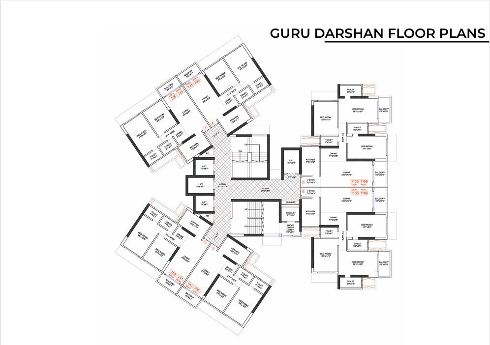 Detailed residential floor plan showcasing spacious layout at Sheetal Skytower, Andheri West